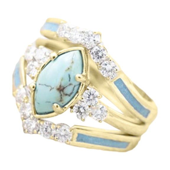 Necvior 3Pcs Diamond-Rings Turquoise Ring for Women Turquoise Jewelry Sparkling Ring