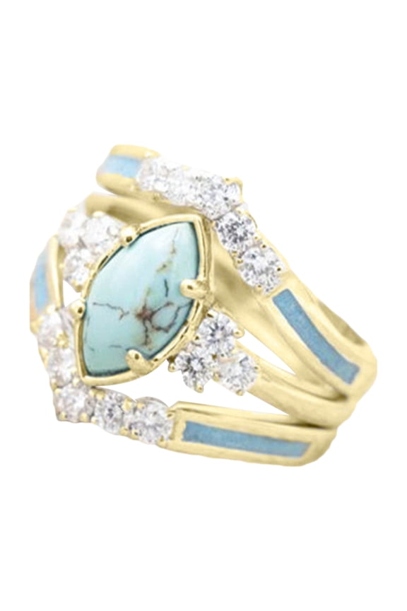 3Pcs Diamond-Rings Turquoise Ring for Women Turquoise Jewelry Sparkling Ring
