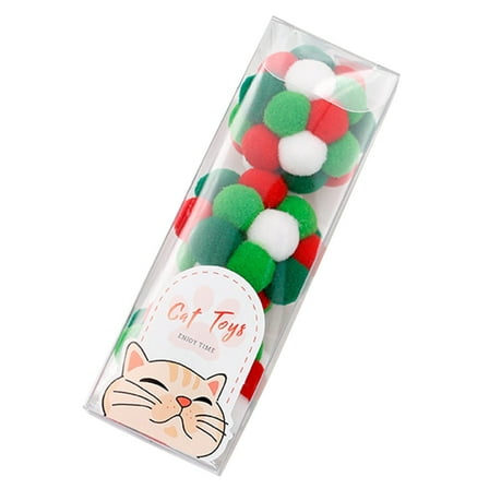 Necvior 3Pcs Interactive for Cat Toy 1.6in Plush Soft Balls for Cat Toy with Bells Insid