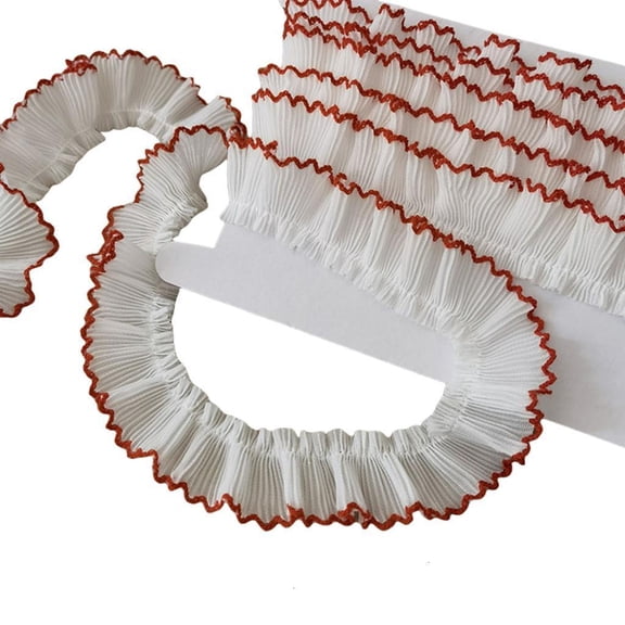 Necvior 3cm Width Chiffon Ruffle Trim Pleated Dogteeth Lace Trimming for Craft Project