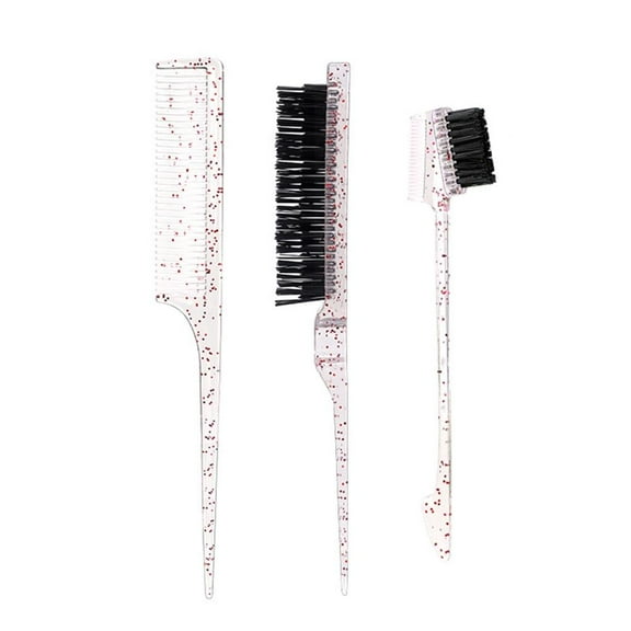 Necvior 3pcs Hairbrush Hair Styling Combs Set Dyeing Comb Salon Tool Sectioning Highlighting Weaving Cutting Comb Eyebrow Brush