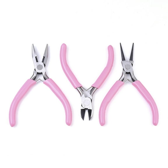 Necvior 3pcs Pink Jewelry Pliers Set Wire Wrapping, DIY Crafts, Beading Tools Set Jewelry Making, Mini Pliers, Wire Cutters