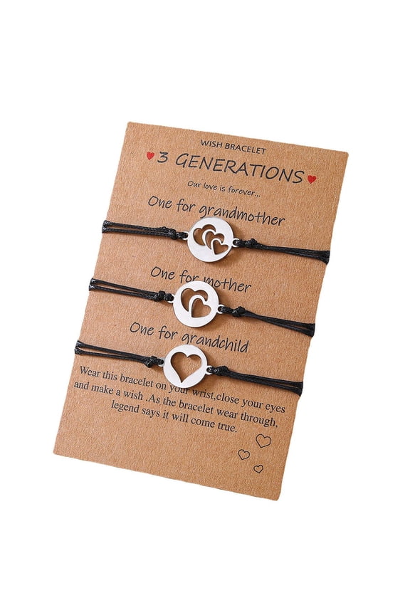 3x Pinky Matching Mom & Me Bracelet 3 Generations Promise Bracelets Adjustable
