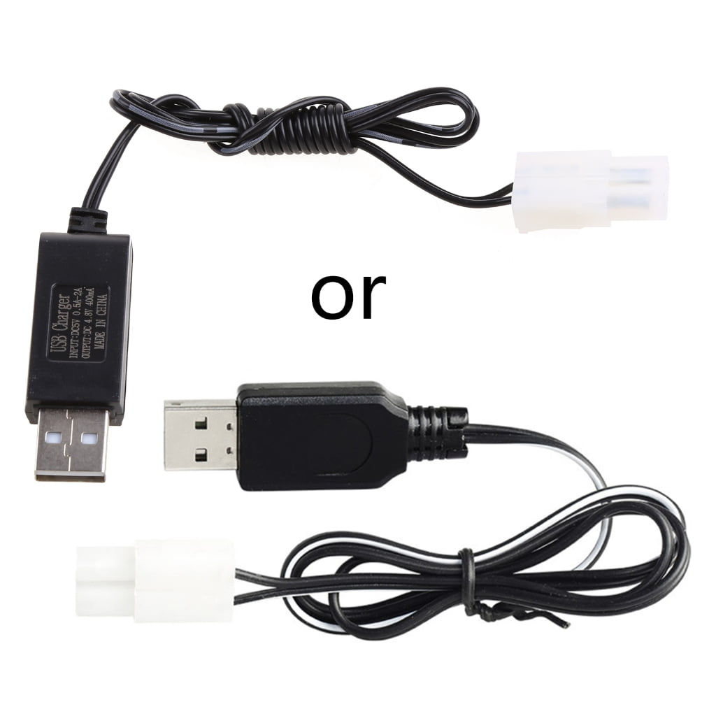 4.8V 250mA USB Charger Cable For Ni-Cd/Ni-MH Batteries - Toy Car Battery Charger With 2-Pin Plug