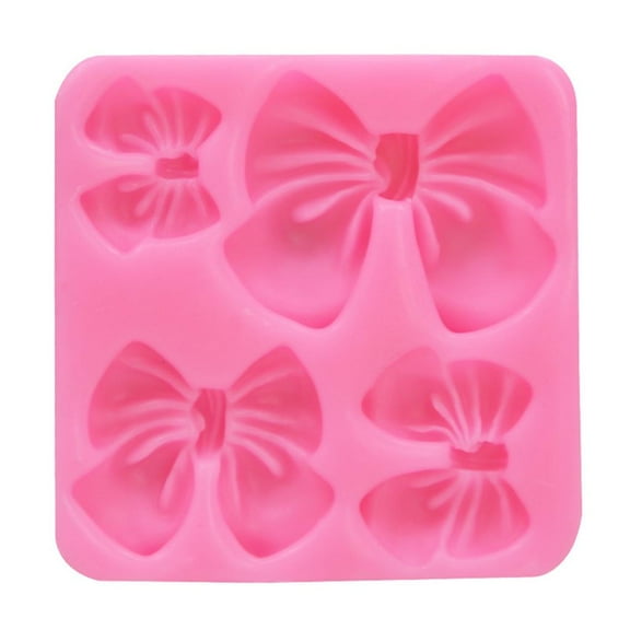 Necvior 4 Cavity 3D Bowknot Silicone Flexible Food Safe Mould Clay Resin Ceramics Candy Fondant Candy Chocolate Soap Mould