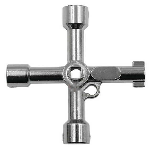 Necvior 4 Way Key Cross Key Wrench Multi-Functional Cross Key for Plumbers Cabinet