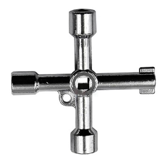 Necvior 4 Way Key Cross Key Wrench Multi-Functional Cross Key for Plumbers Cabinet