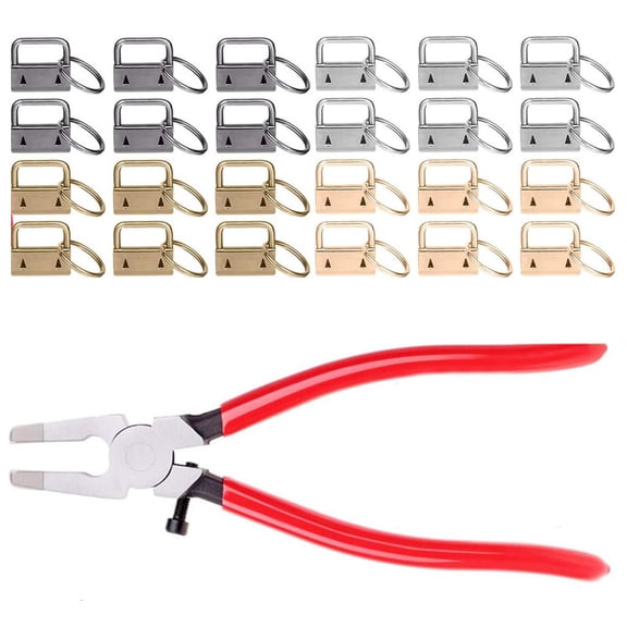 Necvior 40pcs 25mm for Key Fob Keychain Hardware with Pliers Tool for Wristlet for Key L