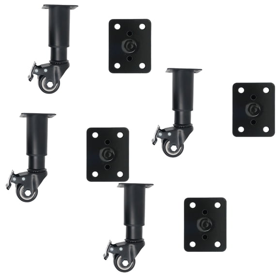 Necvior 4Pcs Metal Adjustable Furniture Legs with Swivels Caster Wheel Easy to Install