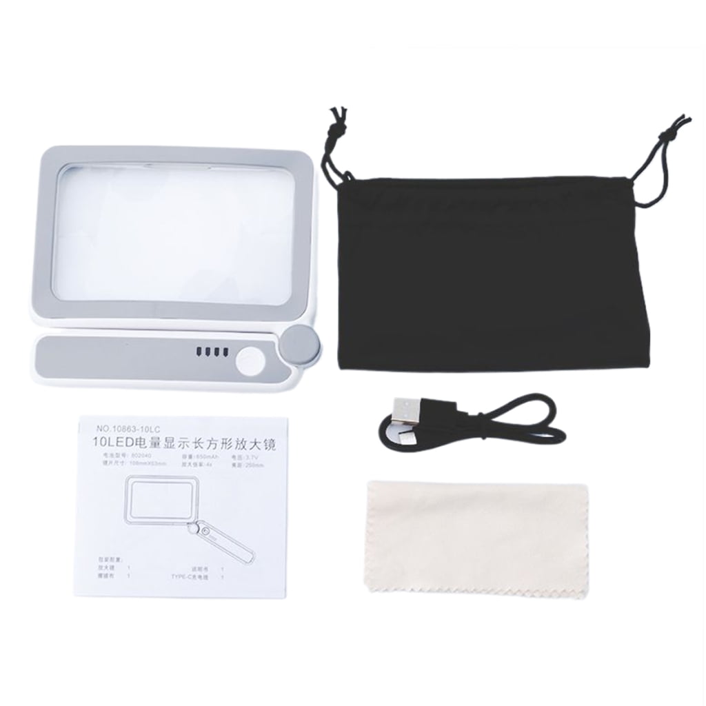 Necvior 4Times Large Magnifying Glass with Dimmable LED Foldable LED Light Magnifier for Reading SmallFonts , Senior