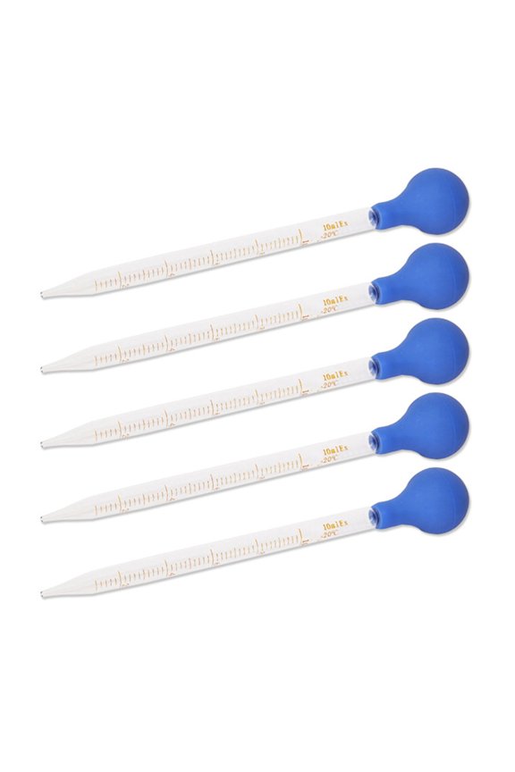 5 Pcs Glass Pipette Dropper 0.5ml, 1ml, 2ml, 3ml, 5ml, 10ml, Liquid Dropper