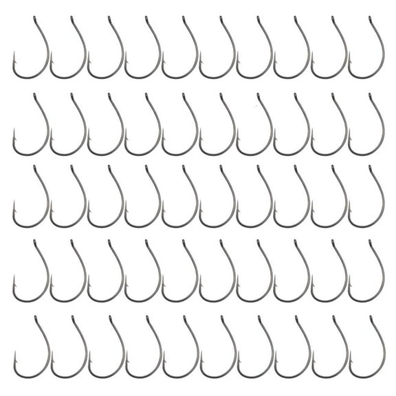 Necvior 50Pcs Barbed Fishing Hooks with Hole Carbon Steel Wacky Hooks 5 Types #3, #2 #1, #1/0, #2/0 for Freshwater Fishing