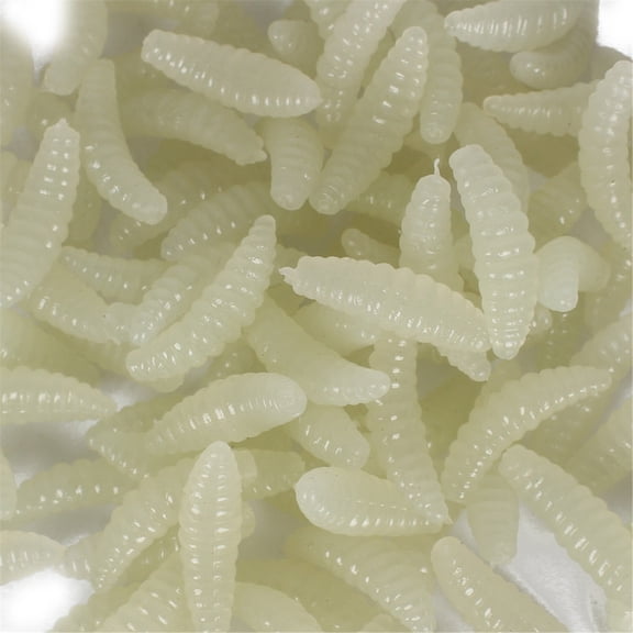 Necvior 50Pcs Bread Soft Fishing Lures Artificial Maggots Soft Lures Fishing Baits Earthworms Baits for Freshwater Fishing
