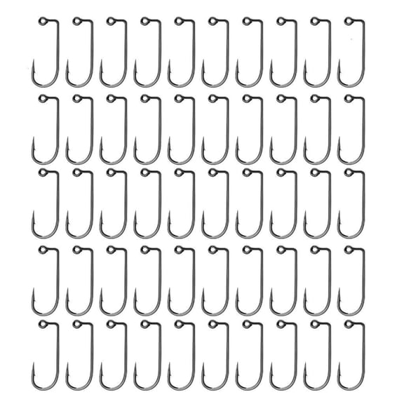 Necvior 50Pcs Long Shank Bend Jig Hook High Carbon Steel Fishing Jig Hook 90 Degree Jig Hook, Aberdeen Jig Hook Barbarian Hook