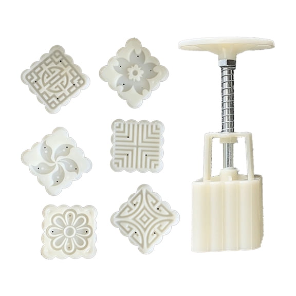 Necvior 50g Mold 6 Square Flower Stamps Hand Press Green Bean Cake Mould Bakeware Mid-autumn Festival