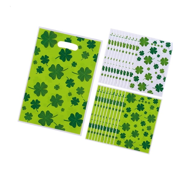 Necvior 50pcs Green Shamrock Candy Bags Perfect For Patricks Day Celebration