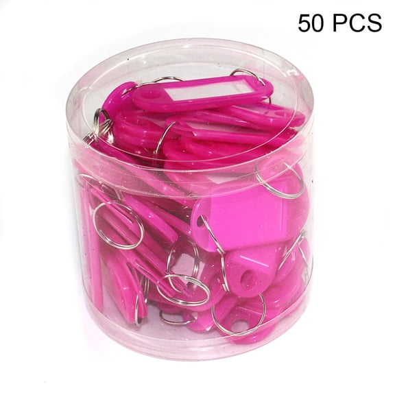 Necvior 50pcs Portable for Key ID Tag Baggage Luggage Name Label Card with Split Ring Keyring