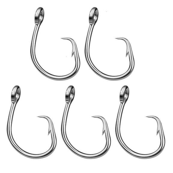 Necvior 5Pcs Big Game Fishing Hooks Stainless Steel Big Game Hook Sharply Fish Hooks for Freshwater Saltwater Fishing