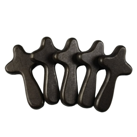 Necvior 5Pcs Handheld Prayer Wood Pocket Crosses Portable Religious Gift for Christians