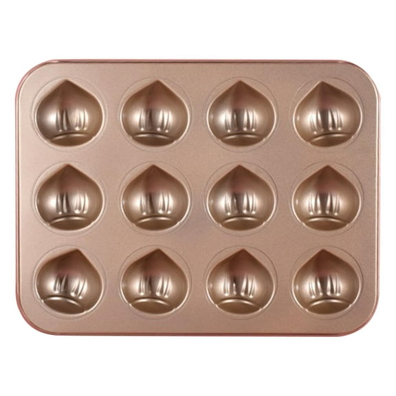 Necvior 6/12 Holes Carbon Steel Chestnut Bakeware Professional Non-Stick Baking Pans