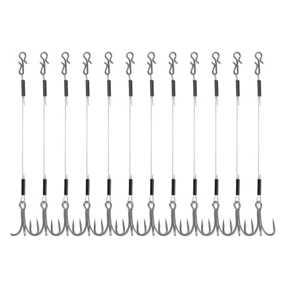 Necvior 6/8/10cm Quick Snap Trailer Treble Hook 12Pcs Hook for Jig Head