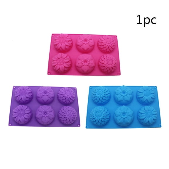 Necvior 6 Cavity Flower Shaped Soap Mould DIY Handmade Candle Molds Cake Mold Supplies
