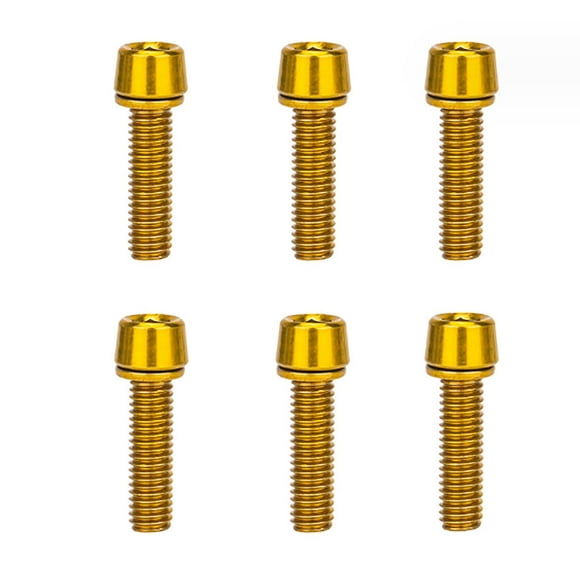 Necvior 6 Pcs Bicycles Stem Screw Bike Stem Bolts Tapered Head Bolts Screws with Washers Bike Steering Handlebar Parts Durable