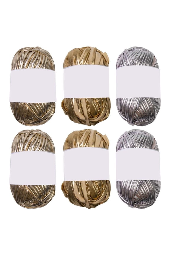 6 Pcs Polyester Yarn Metallic T-Shirt Yarn Bright Fabric Yarn Craft Supplies