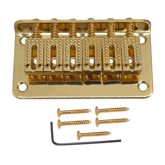 Necvior 6 String Hard Tail Fixed Guitar Bridge with Mounting Screws Top Load Tailpiece for Precisions Electric Instrument