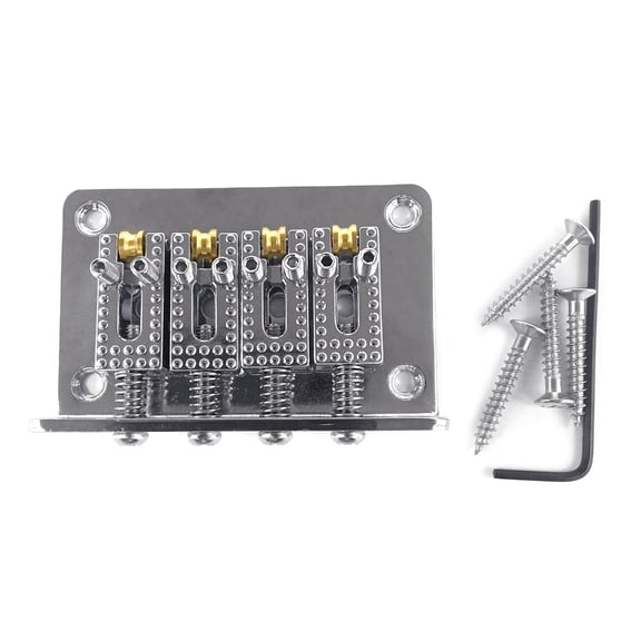 Necvior 60mm Top Load Tailpiece Guitar Roller Saddle Bridge Hardtail with Screws & Wrench 4 String Guitar Bass Replacement Parts