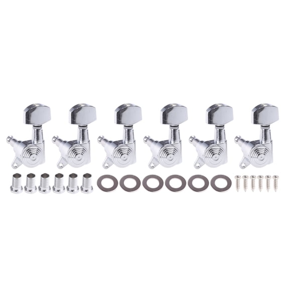 Necvior 6Pcs Guitar Locking Tuners (3L + 3R Handed), 1:18 Ratio Lock String Tuning for Key Pegs Machine Heads with Hexagonal Han