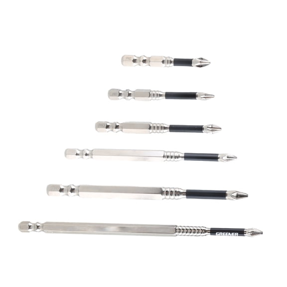 Necvior 6Pcs PH2 Magnetic Screwdriver Bit Set 1/4Inch Hex Shank Crossed Screw Electric Power Driver Bit, 50-150mm