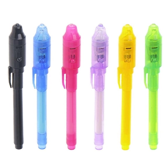 Necvior 6Pcs/Set Invisible Ink Pen Built in UV Light Magic Marker For Pen Safety To Use