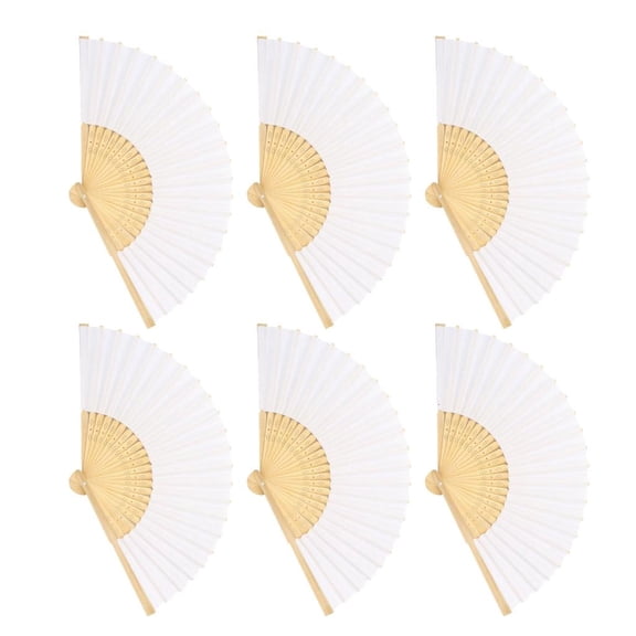 Necvior 6Pieces Customizable Folding Fans Raves Party Supplies Thick Paper Construction