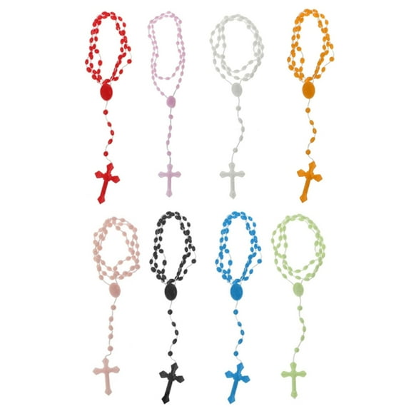 Necvior 8 Colors Rosary Beads Necklace Bracelet Noctilucent Necklace Catholicism Prayer Religious Jewelry for