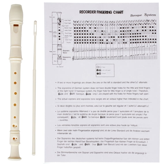 Necvior 8 Hole Flute with Cleaning Rod Soprano Recorder Clarinet Woodwind Instruments