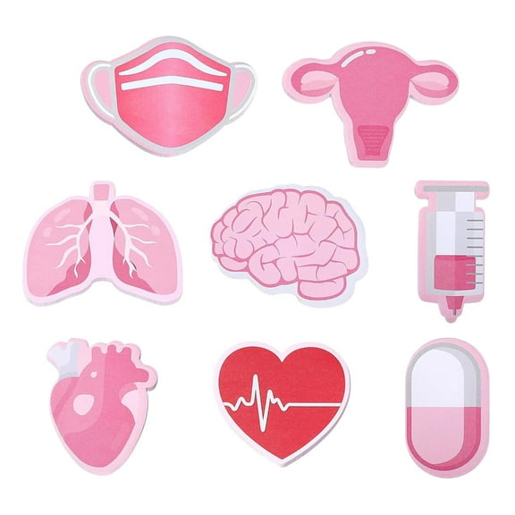 Necvior 8 Pcs/Set Self-Adhesive Note Pads Nurse Sticky Notes Medical Themed Memo Pads