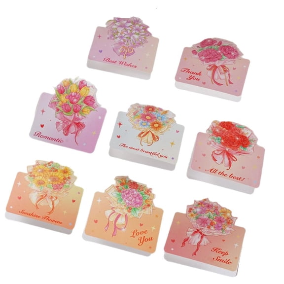 Necvior 8Pieces Writable Folding Flower Theme Greeting Cards Handmade Party Invitation Card For Women's Day Birthdays Valentines