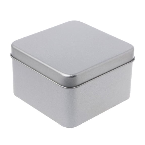 Necvior 9x9cm Small Metal Tin Silver Storage Box for Case Organizer For Money Coin Candy