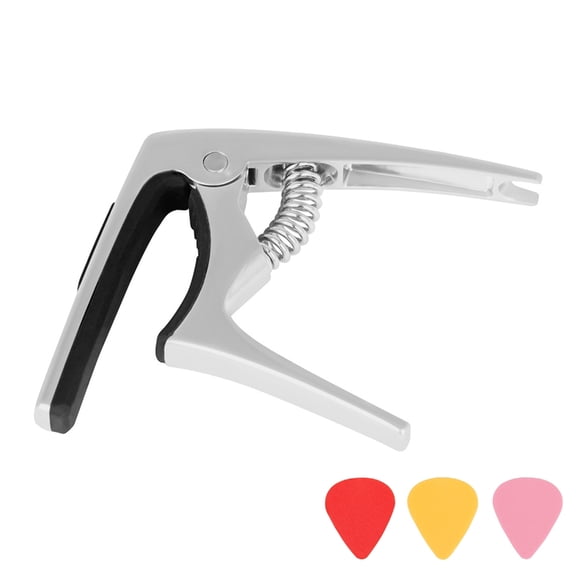 Necvior Adjustable 3 in1 Guitar Capo Metal & Silicone Pad Sliding Capo with 3Pcs Picks