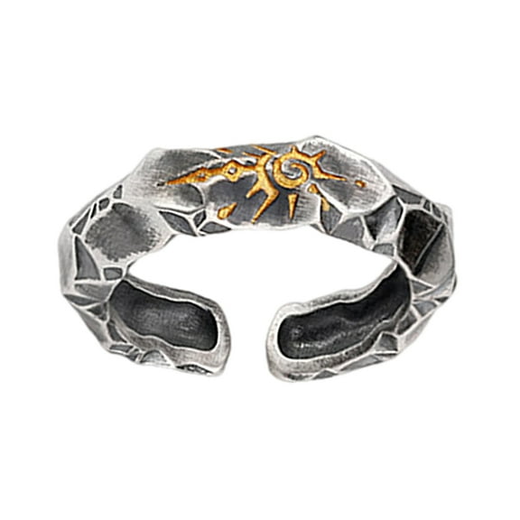 Necvior Adjustable Copper Wishing Stone Ring for Men Good Luck Symbol Comfortable Ring