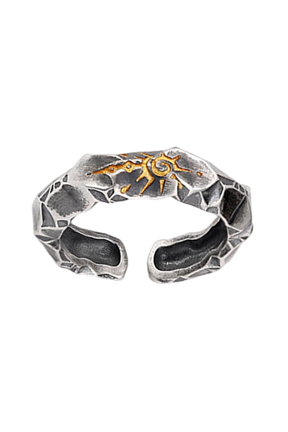 Adjustable Copper Wishing Stone Ring for Men Good Luck Symbol Comfortable Ring