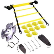 Necvior Adjustable Footwork Soccer Football Fitness Speed Rungs Agility Ladder Training Equipment with Resistance Parachute Disc