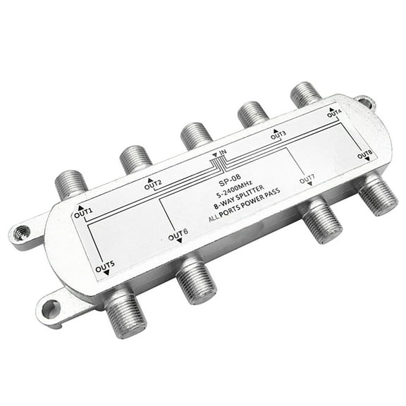 Necvior 8-Way 5-2400 MHz Splitter RG6 Compatible,Work with Satellite / Cable TV and Internet CATV Antenna System Splitter