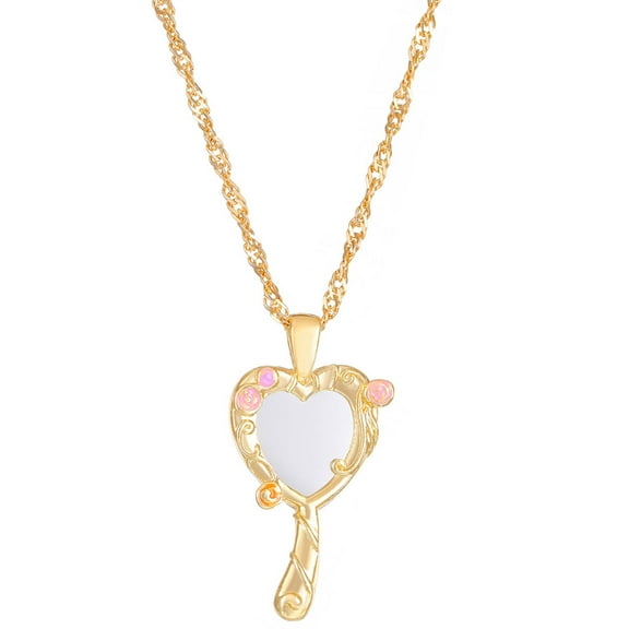 Necvior Ancient Magic Mirrored Pendant Necklace Long Chain for Women Party Jewelry Gift