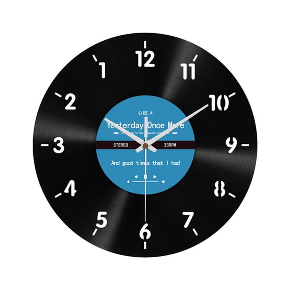 Necvior Artistic Backwards Wall Clock 12Inch Quiet Movement Retro Vinyls Record Wall Clock for Bedroom and Living Room Decors
