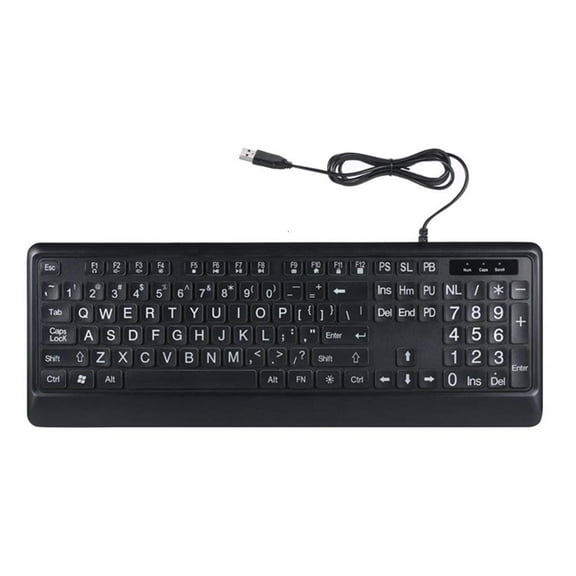 Necvior Backlit USB Large Print Computer Keyboard Easy to See Keys, for All Age 104Keys