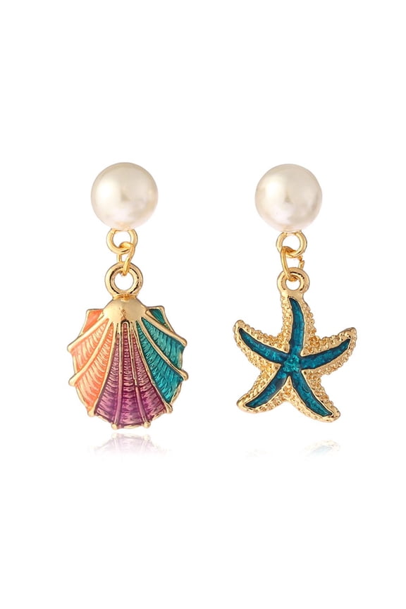Beach Irregular Dangle Earrings Vintage Enamel for Shell Earrings Starfish Earrings Fashion Jewelry for Women Fri
