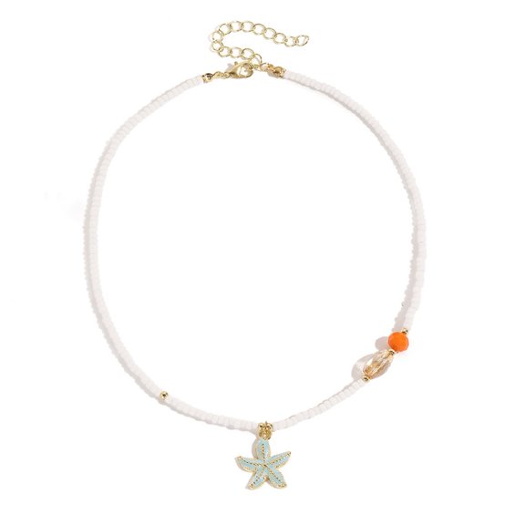 Necvior Beaded Collarbone Necklace Niche Design Colorful Neck Chain Bohemian Beads Neckchain Neck Jewellery for Women