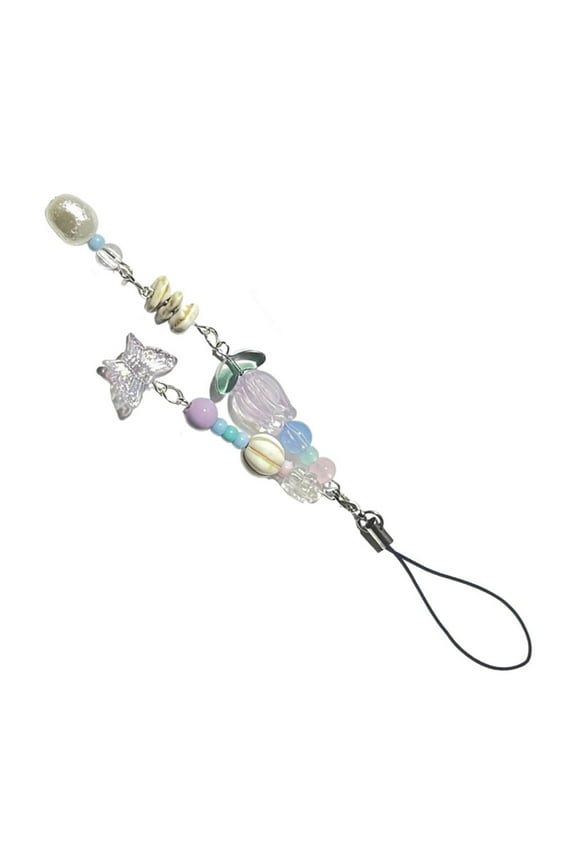 Beautiful Beaded Phone Charm Butterfly Chain Keyring Fashion Accessory Bag Pendant Keyring for Phones and Backpacks